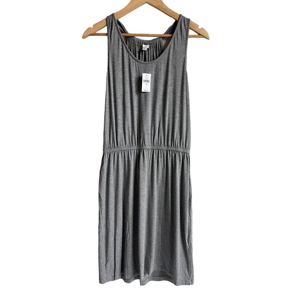 New! GAP Halter Jersey Dress Gray Size Medium Stretch Lightweight Cotton Blend